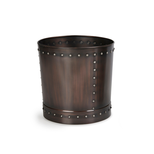Unique 15 Inch Riveted Bronze Planter For Outdoor Or Indoor Use, Garden, Deck, & Patio
