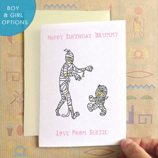 Personalised Mummy Birthday Card, Powder Blue/Blue/Pink