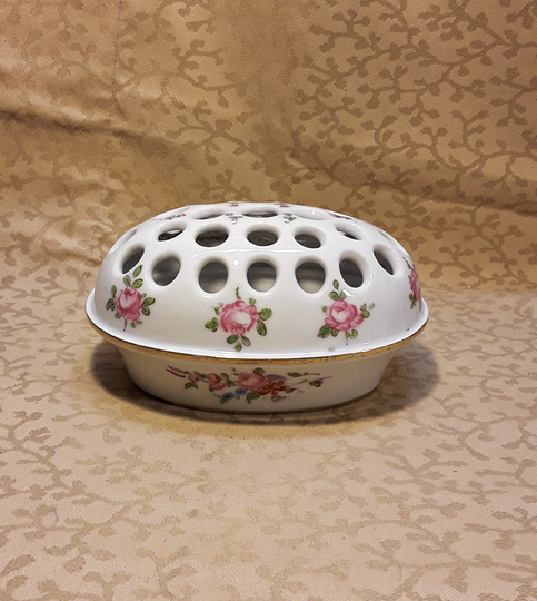 Antique Paris Porcelain Flower Frog Jardiniere Hand Painted French Dresden Floral Victorian Shabby Cottage Chic