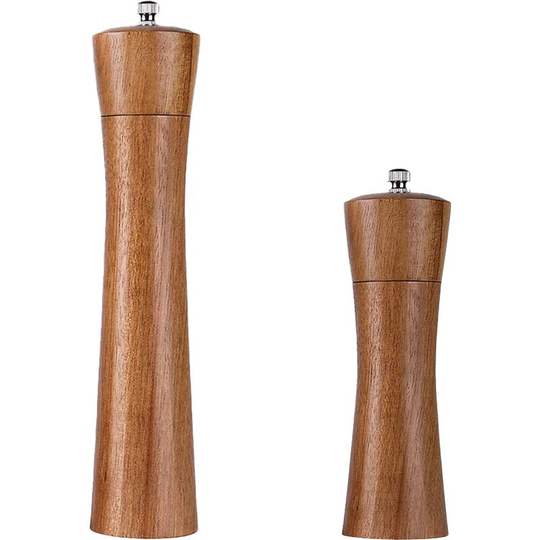 Wooden Salt and Pepper Grinder Set, Manual Wood Pepper Mill and Salt Grinder 6+10 inch color box
