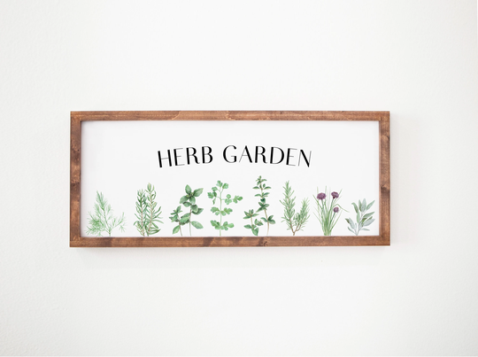 Herb Garden Watercolor, Framed Without Glass Art, With Or Without Words, Kitchen & Dining Decor, Canvas Prints, Ready To Hang