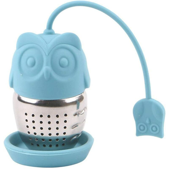 Owl Silicone Tea Infuser/Floating Umbrella with Herb Spice Filter - Reusable Tea Strainer with Removable Tray