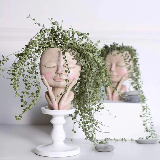Sleeping Eyes Face Planter, Head Planter Indoor, Vase, Pot De Fleur, Dried Flowers Vase, Vase, Artificial Scandinavian Decor