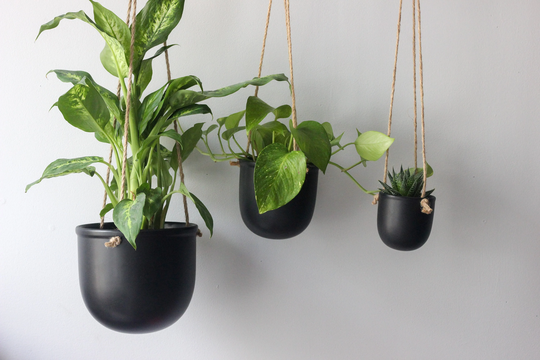 Minimalist Hanging Planter Pot in Matte Black