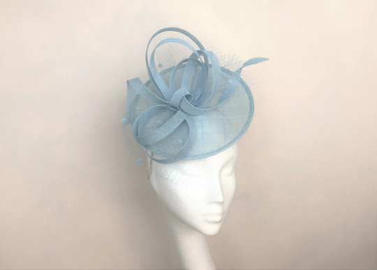 Light Blue Wedding Fascinator Pale Headpiece Veiling Sky Bridal Hatinator Powder Races Hat Guest Ascot