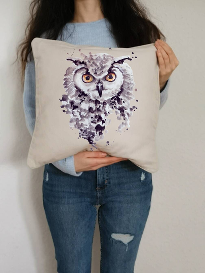 Deko Für Den Herbst/ Wohnkultur Mit Waldvogel/Waldeule/Dekorativer Kissenbezug Vogel/Herbstgeschenk/Personalisiertes/Gemalte Aquarell