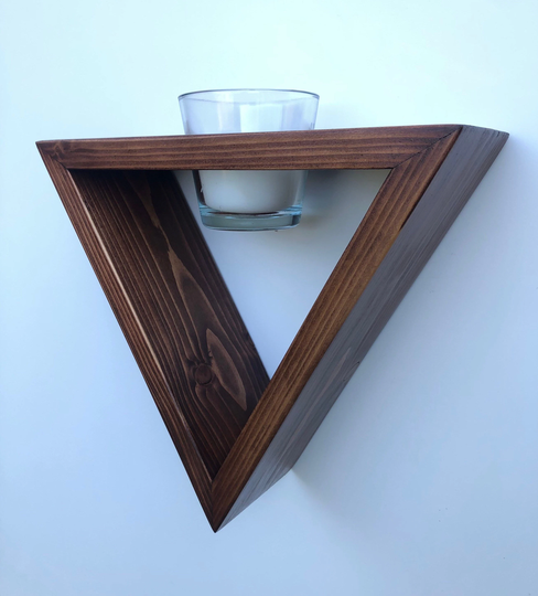 Geometric Wooden Wall Mounted Plant Stand/Candle Holder Pot Hanging Shelf Herb Garden