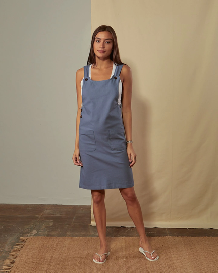 Addie Organic Cotton Pinafore - Teal