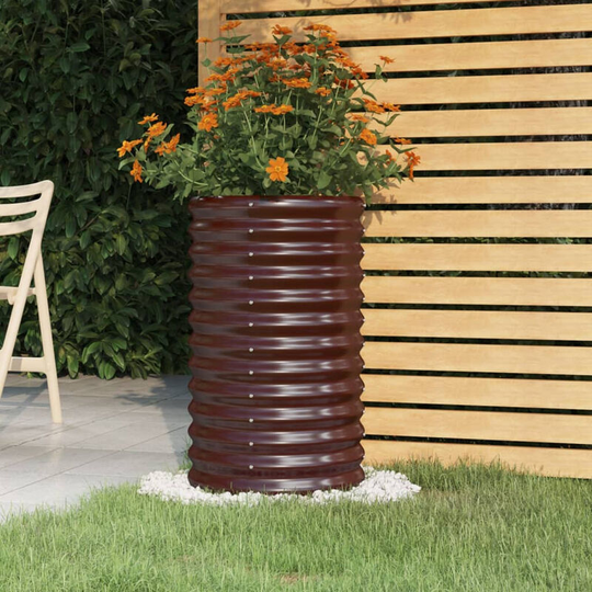 Asupermall - Garden Planter Powder-coated Steel 40x40x68 cm Brown
