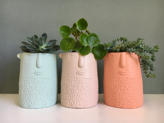 New & Big Selectable Bobby Head Flowerpot Face Plant Figure Vase Concrete Planter