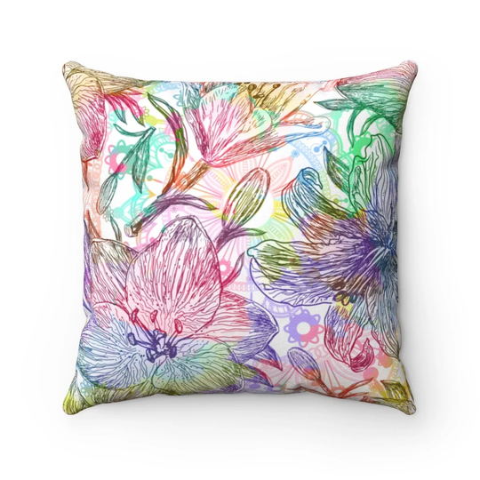 Tropical Flower Sketch Pillow