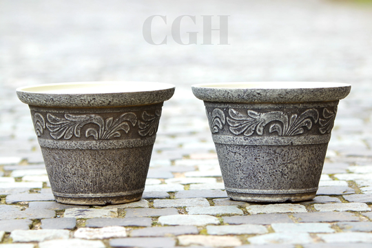 stone Look Vintage Round Plastic Planter, Pot Outdoor Garden Plant