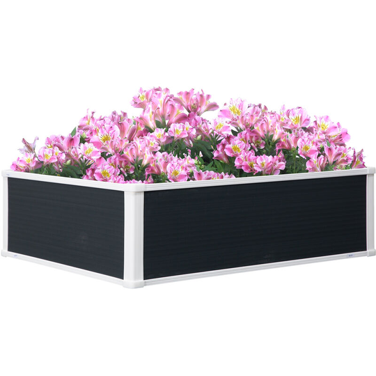 Garden Raised Bed Planter Grow Containers Flower Pot pp 100 x 80cm - Grey - Outsunny