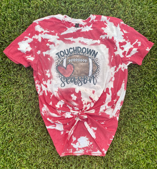 Football Shirts, Touchdown Season, Mom Women's Season Bleached Shirts