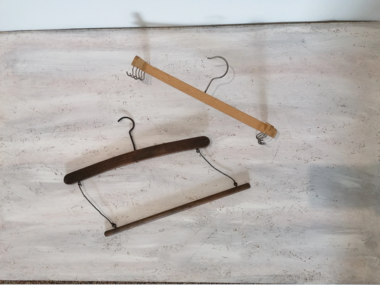 Vintage Wooden Clothes Hangers, Set Of 2 Pieces, Clothes Organizer, Lacquered Hangers