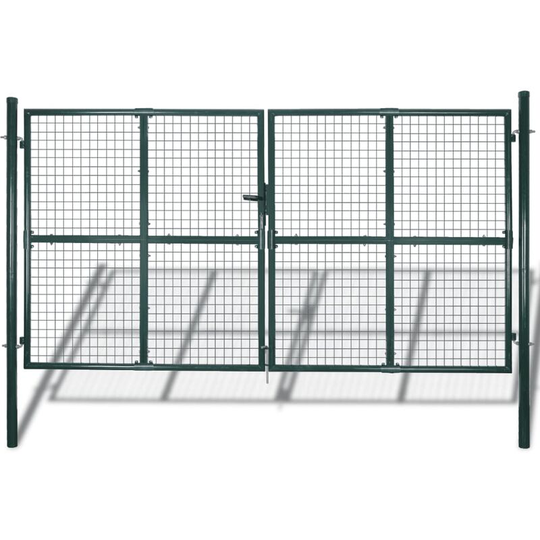 Devenirriche - Double Door Fence Gate Powder-Coated Steel - Green