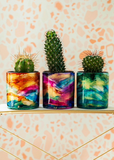 Hand Painted Succulent Pot, 3 Inch Pot, Pot With Drainage, Indoor Plant For Plants, Succulent Pots, Planter