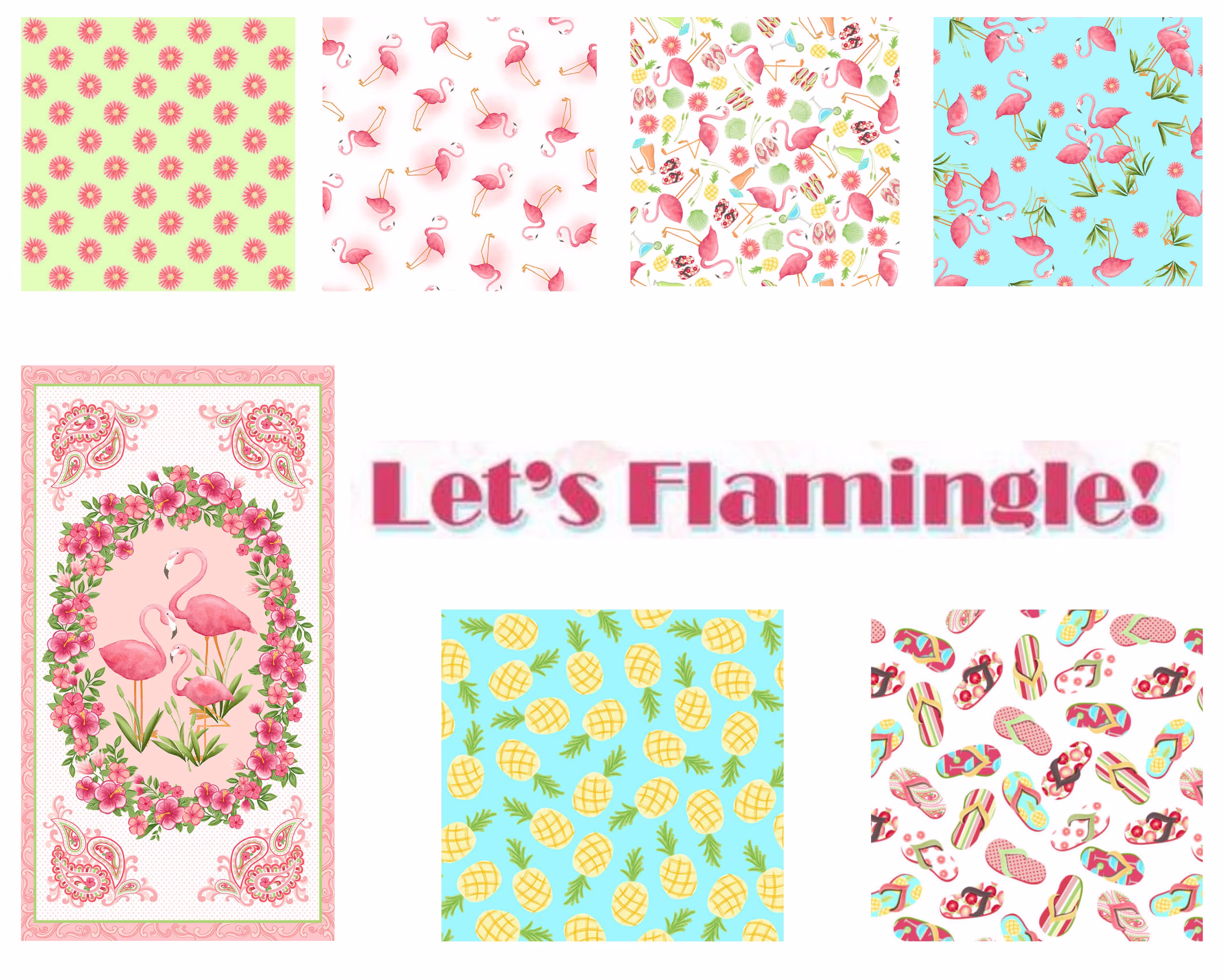 Let's Flamingle - Fat Quarter Bundle 7Pc/Bundle By Sundance Studio For Blank Quilting Co Sold By The Ships Today