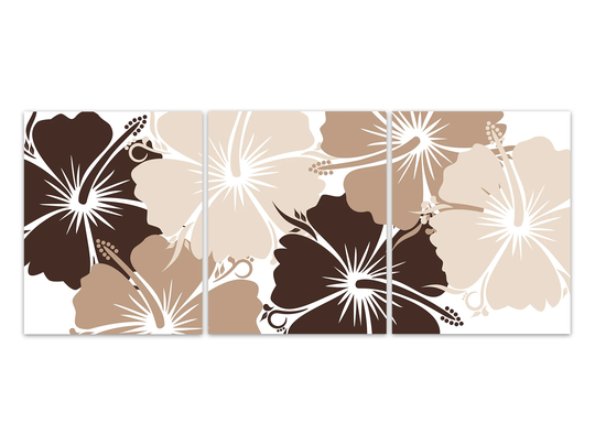 Brown Bathroom Wall Decor, & Tan Hibiscus Artwork, Home Decor Art Prints, Bedroom - Home908