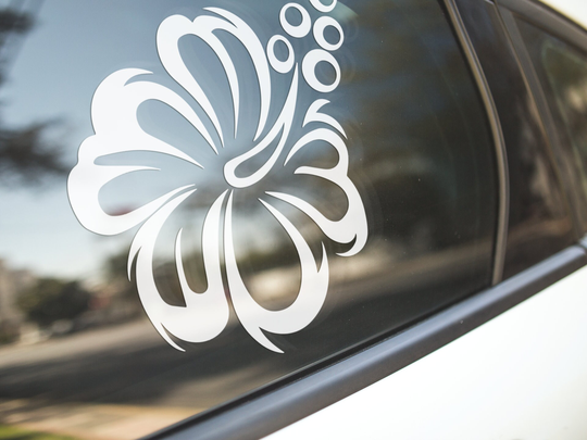 Hibiscus Sticker, Frangipani Retro Flowers, Hawaiian Floral, Hawaii Vintage Vinyl Decal For Cars Laptops Tumblers Made in Australia