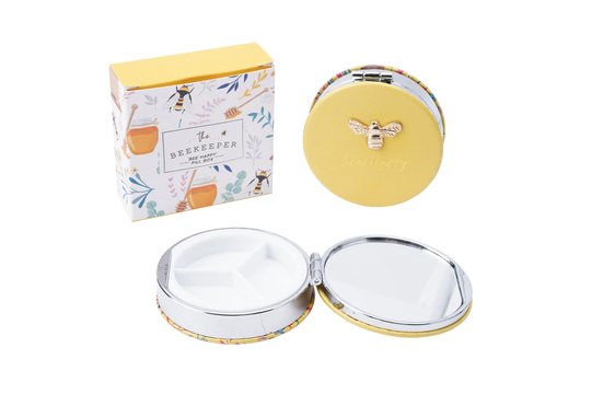 3 Part Organiser & Mirror in Yellow With "Bee Happy