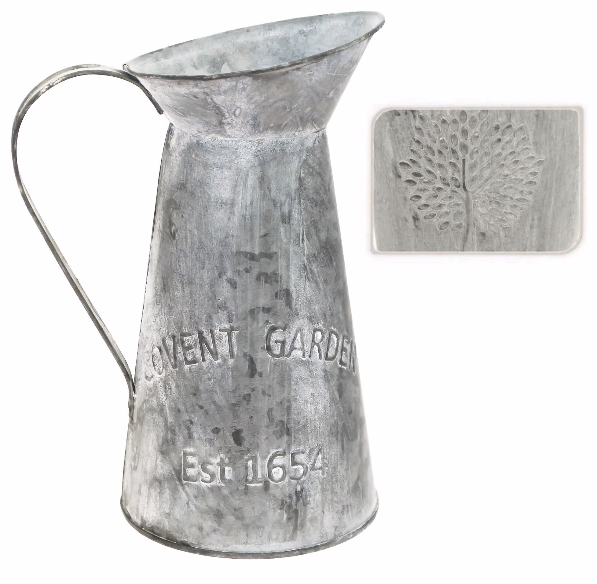 Covent Garden Mulberry Tree Galvanised Zinc Metal Flower Jug Vase Planter