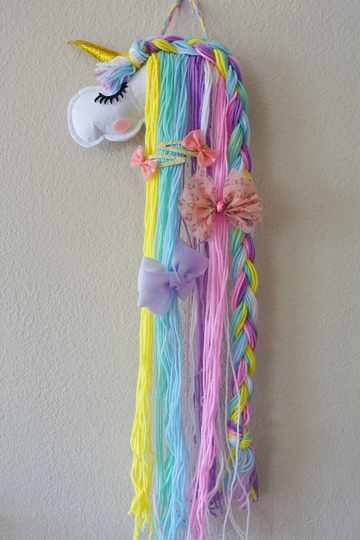 Felt Unicorn Hair Clip Organizer | Wall Hanging Bow Holder Headband Display Bedroom Art Nursery Decor