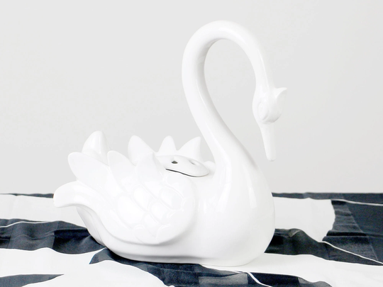 Large Vintage Planter Swan For Dried Flowers Portugal 70S