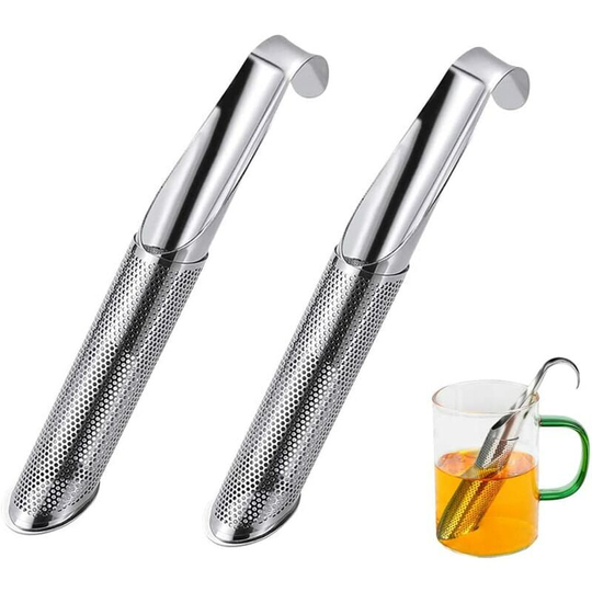 Perle Rare - Set of 2 Stainless Steel Tea Filters Reusable Tea Diffuser Long Handled Tea Infuser Mesh Tea Strainer for Loose Tea, Spices, Rose,