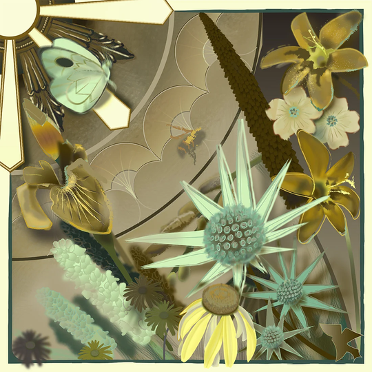 Flower Print Art Nouveau Botanical Poster/Alphonse Mucha Inspired Four Seasons