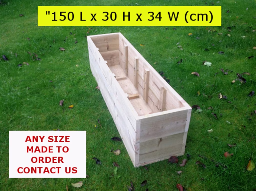 Extra Large 5Ft Wooden Planter/Raised Bed | 150cm Long X 30cm High 34cm Wide Delivered Fully Assembled. Fast&free Delivery