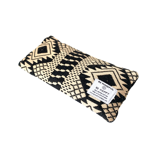 Organic Meditation Yoga Eye Pillow | Gots Cotton Washable Warm Or Cold Therapy Flax Seed Black & Gold