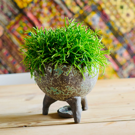 Three Legged Ceramic Drain Planter, Handmade Rustic Plant Pot, Medium Container For House Plants, Housewarming Gift