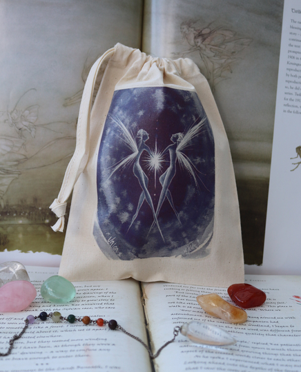 Tarot Card Bag, Oracle Cards, Pouch, Medicine Cotton Fairies, Angels, Spiritual Art, Union
