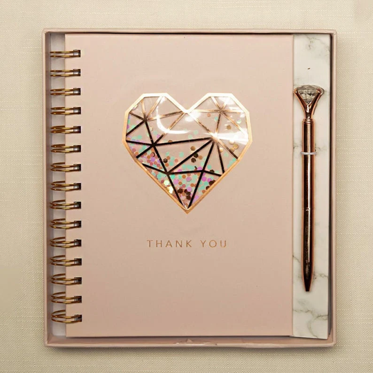 Personalized Wedding Organizer, Bridal Shower Gift, Planner, Cute Notebook, Memorial Gifts, Rose Gold Diamond Pen