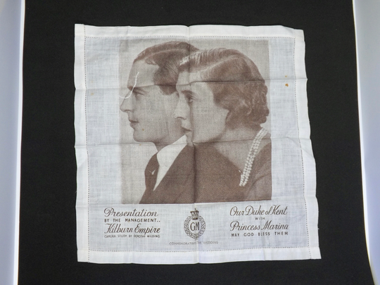 Vintage Commemorative Georgette 1930S Hankie Powder Puff. | Kilburn Empire
