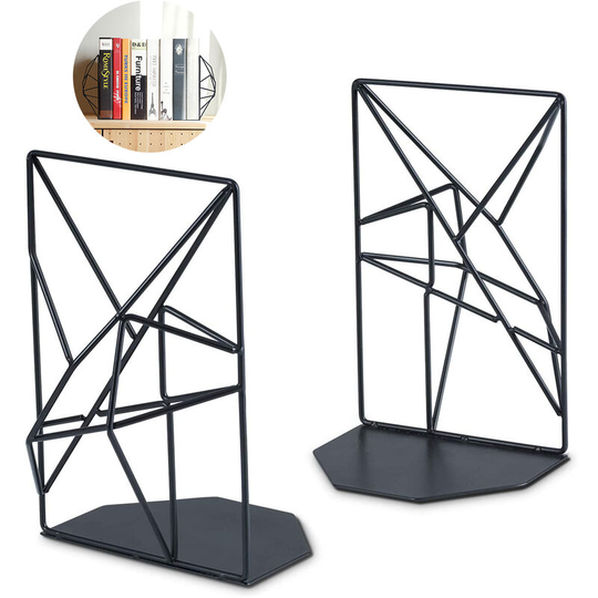 Devenirriche - Bookends Metal Black Book Holder Non-Slip Scratch Resistant Organization of Books Magazines CDs etc.