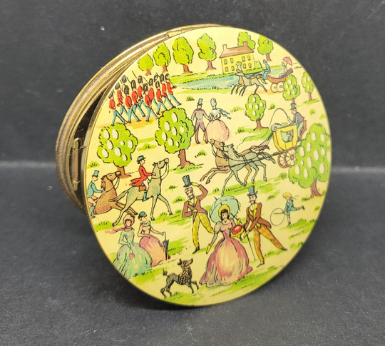 Vogue Vanities Powder Compact Enamel Victorian Life England Vintage 1950S