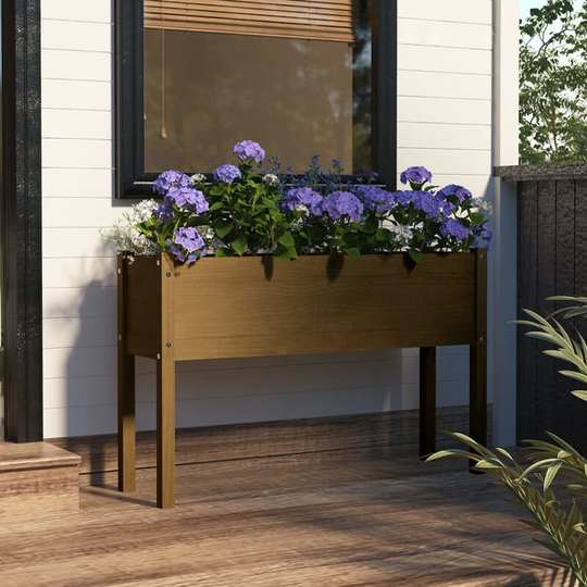 Garden Planter Honey Brown 110x31x70 cm Solid Pinewood