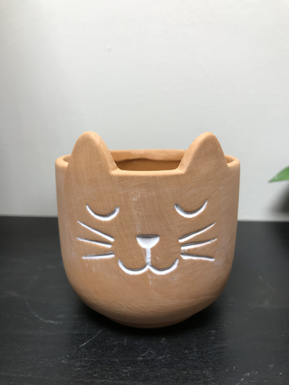 Terracotta Cat Planter Small