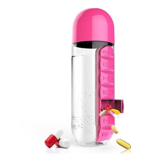 Pill Box Cup with 7 Days Portable Pill Box 2-in-1 Water Bottle pink - Muff