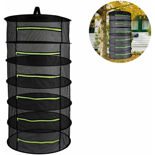 Layers Mesh Plant Drying Net, Foldable Hanging Net, Black Herbal Drying Net with Zipper, Herb Dryer, Black