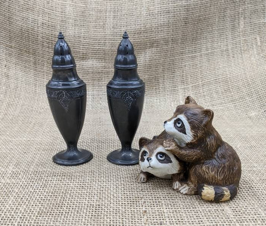 Astor By Poole Salt & Pepper Shakers, Bacchante Grape Pattern, Art Deco Shape, Vintage Silver Plate