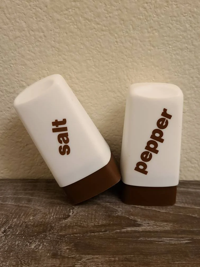 1960's Typographic Salt & Pepper Shakers-Retro Kitchen-Vintage & Pepper-Kitchen Decor-Picnic-Mid Century Decor-Vintage Dining