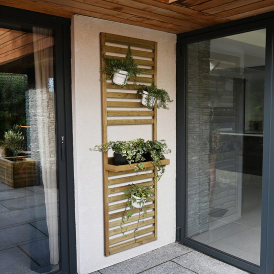 Forest - Garden Slatted Wall Planter 1 Shelf - 8x2 Pressure Treated Outdoor Garden Planter