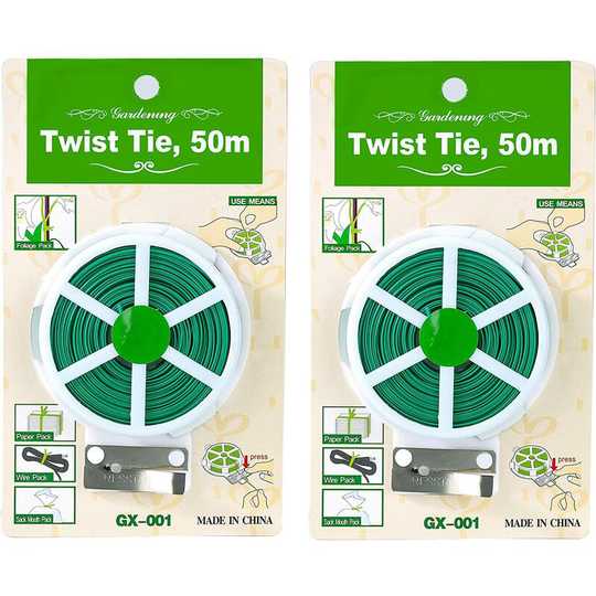 Garden Plant Ties Plant Wire Ties Multifunctional Plant Support Tie with Cut for Home Gardening Organization 2 Rolls 100m (Green)