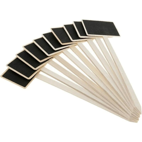 Aougo - 10pcs Mini Wooden Blackboard Chalkboard Plant Label Markers for Flower Pot Seeds Potted Herbs Vegetables Garden Decoration (Color: 10pcs,