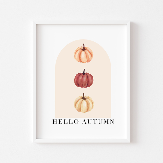 Autumn Print, Hello Watercolour Pumpkin Trio Unframed Print|Autumn Decor|Seasonal Prints|Wall Art|Fall Prints|Fall Art
