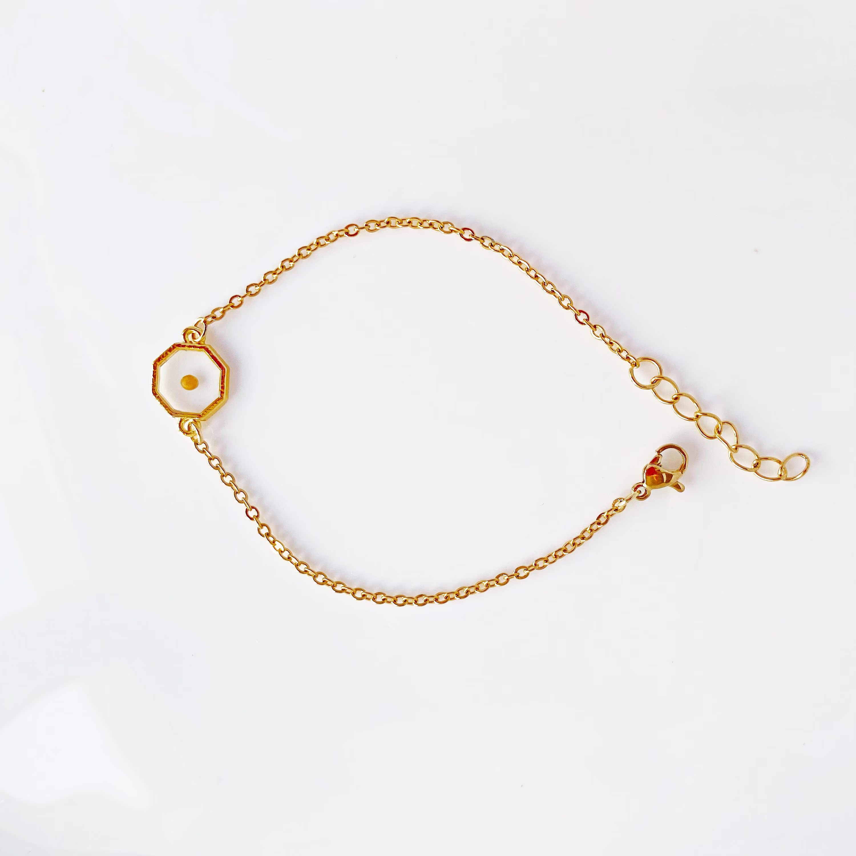 Yellow Mustard Seed in Resin Gold Hexagon Bracelet For Women Religious Christian Jewelry Christmas Gift Mom