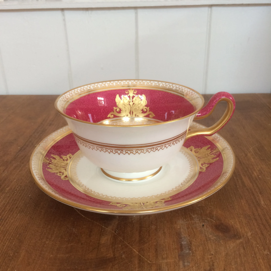 Vintage Wedgewood Columbia Powder Ruby Cup & Saucer Set